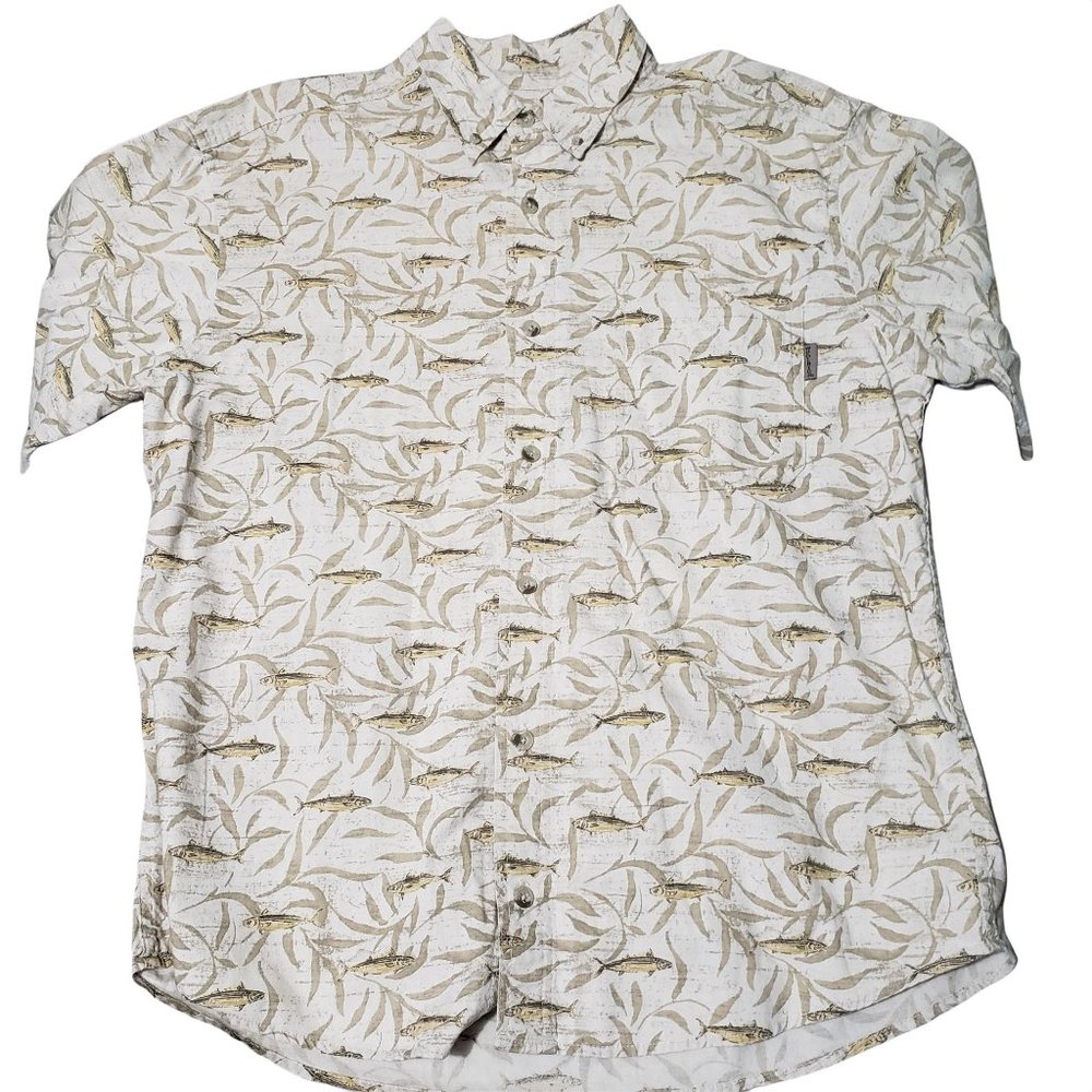 Woolrich Short Sleeve Animal Print Button Down Shirt Medium Fish All Over